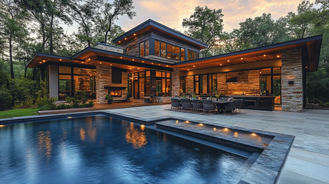 家庭晚餐泳池派对