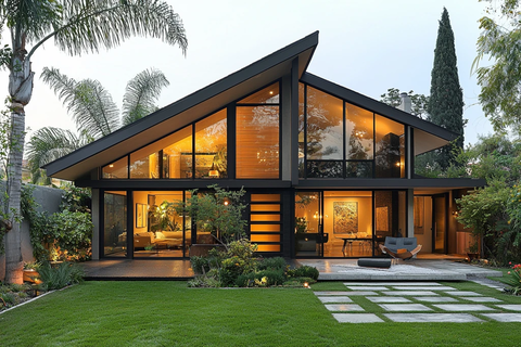 灰白木屋玻璃窗