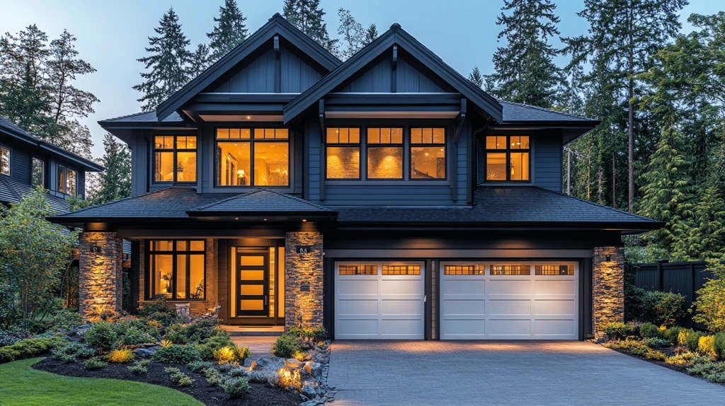 双车库豪华住宅夜景