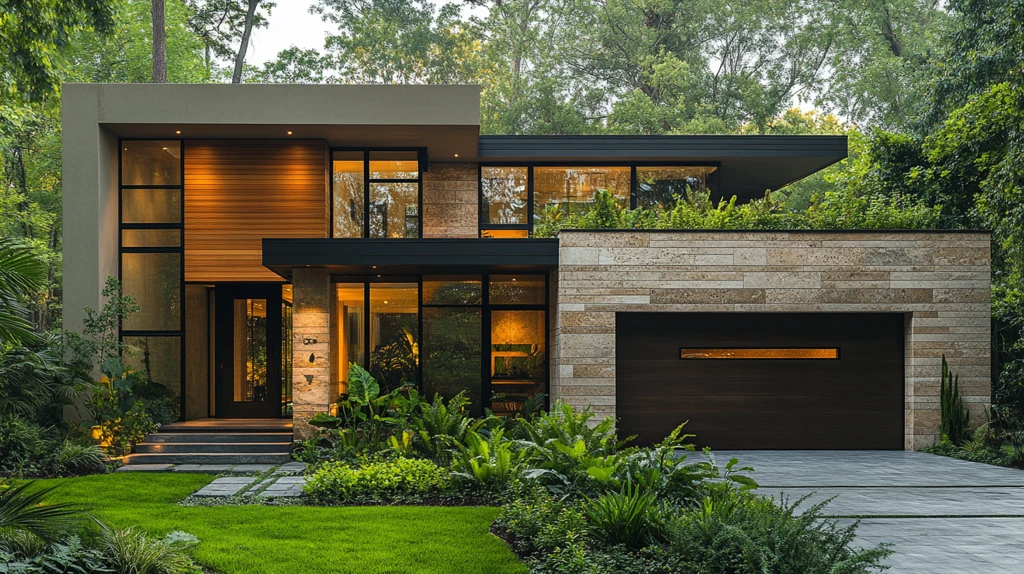 石材木质入口景观