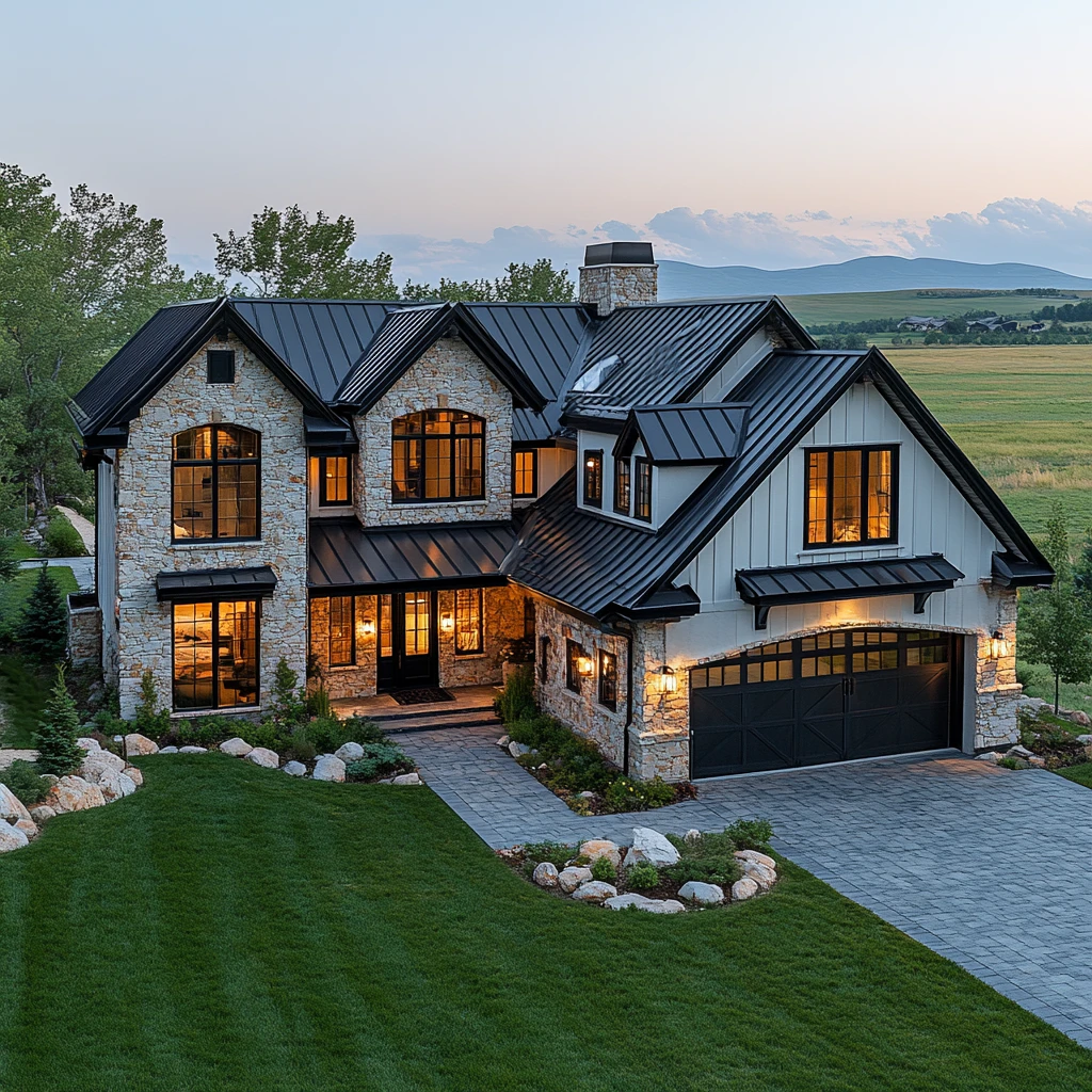 黑色屋顶白色墙面