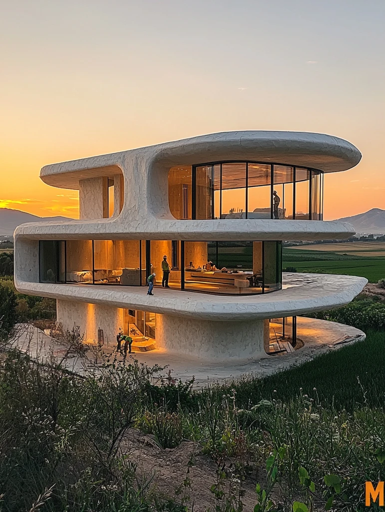 两层现代主义建筑工地