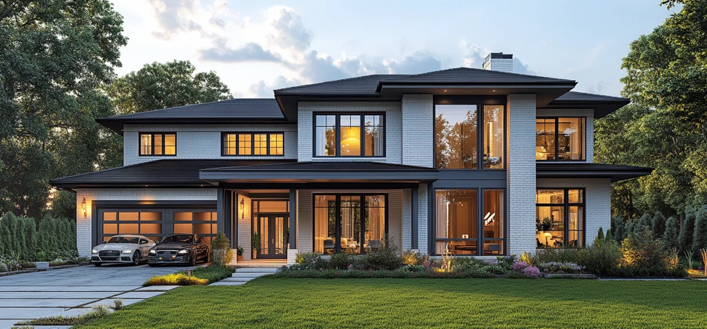 现代农舍街景图