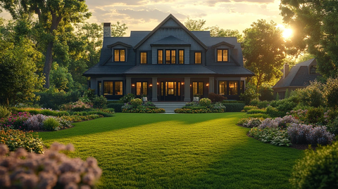 灰瓦大宅庭院全景