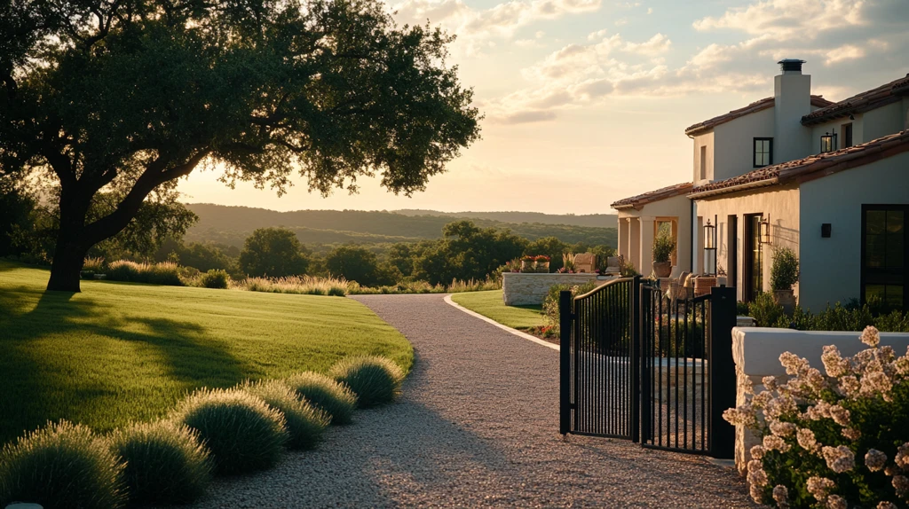 金属栅栏环绕别墅