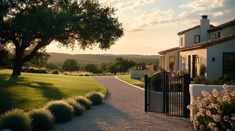 金属栅栏环绕别墅