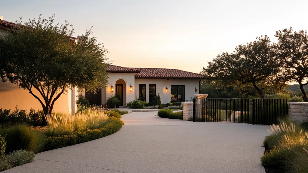 金属栅栏环绕别墅