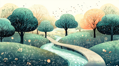 童话森林河流小桥