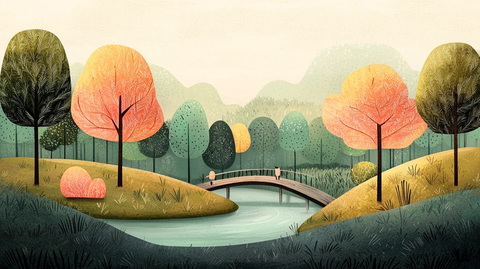 童话森林河流小桥