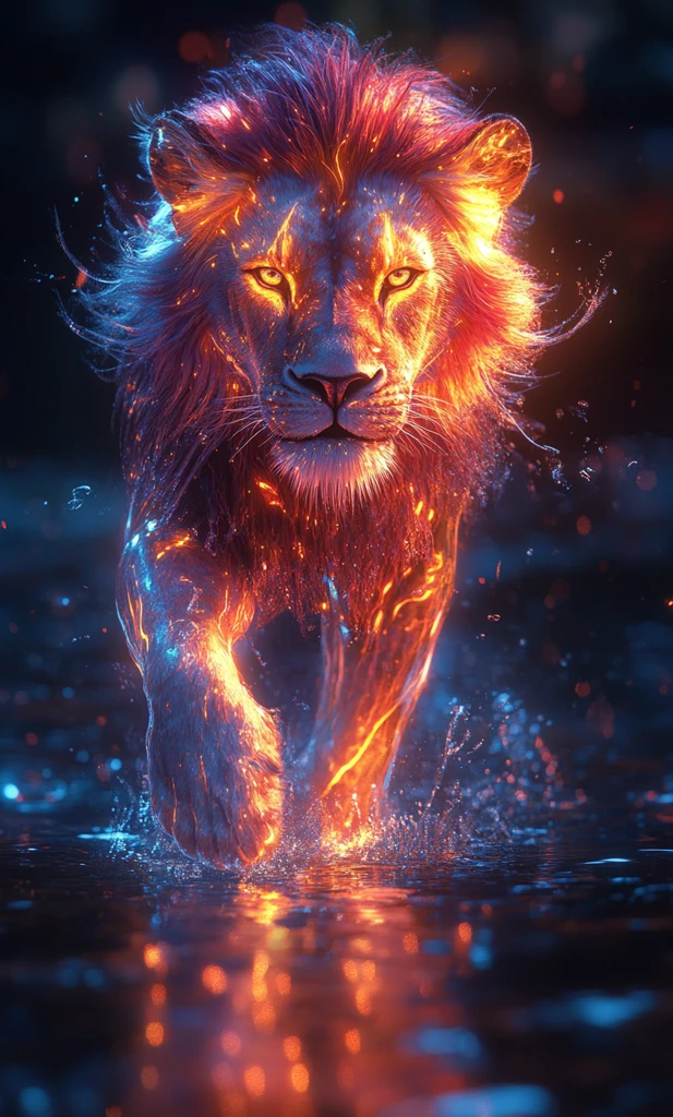 幻彩狮子踏水图像