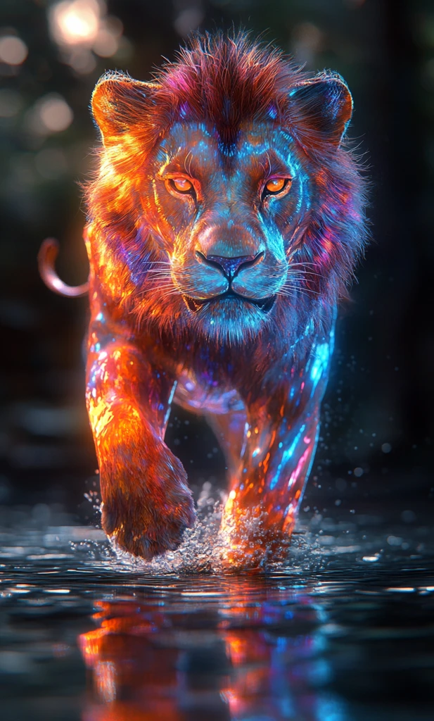 幻彩狮子踏水图像