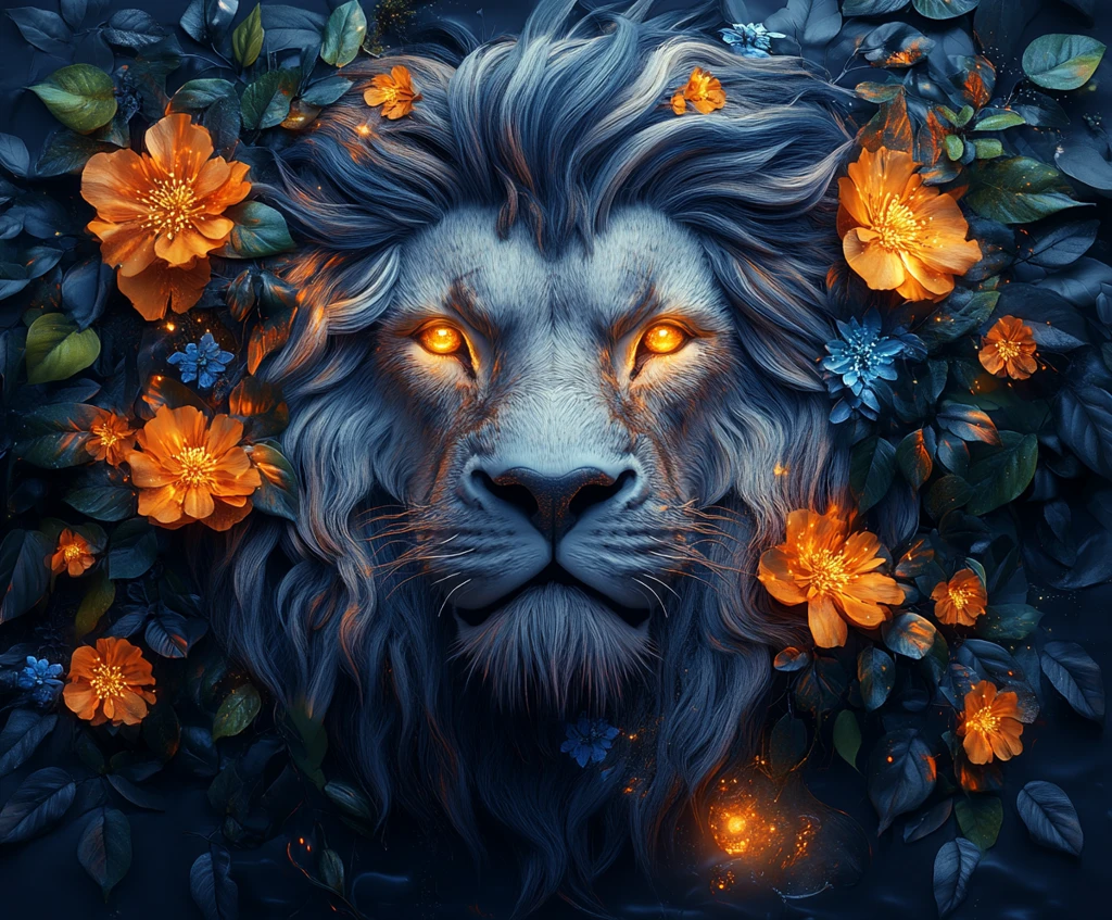 狮子座与植物装饰