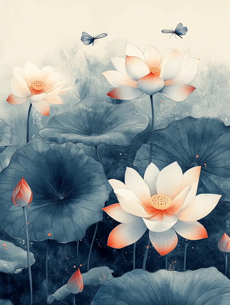 夏日荷塘龙船图