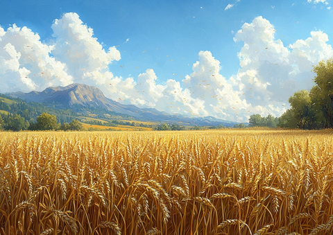 金色麦田与稻田