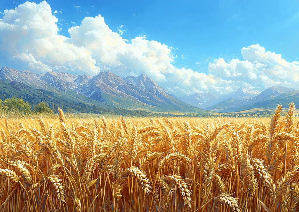 金色麦田与稻田