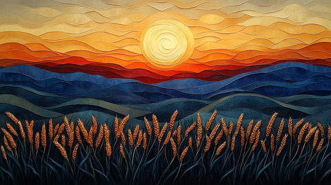 金色麦浪晨风中