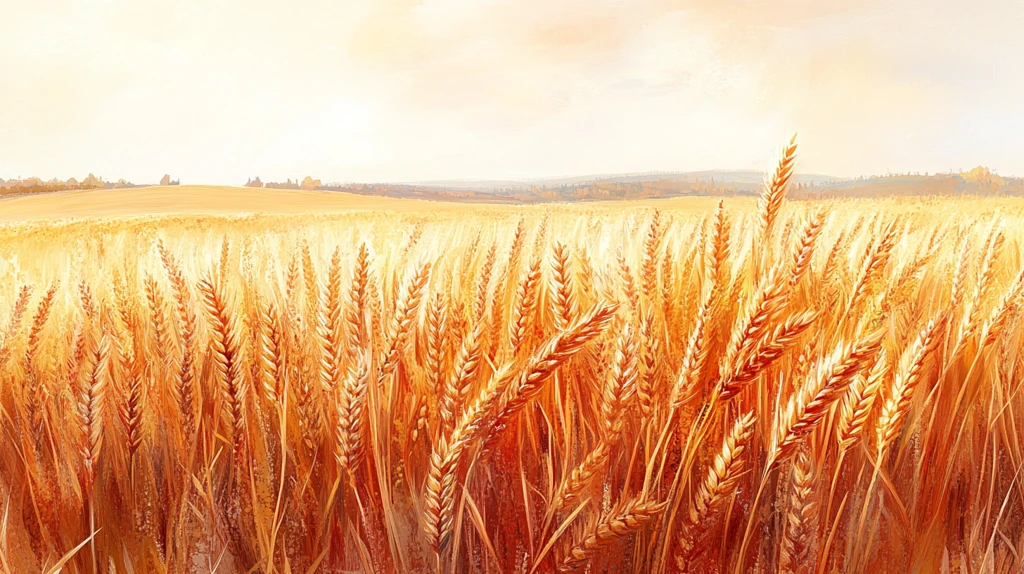 小麦田与红色背景