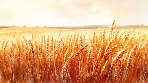 小麦田与红色背景