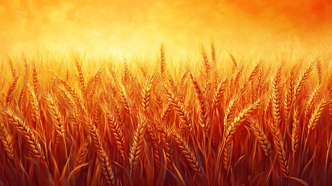 小麦田与红色背景