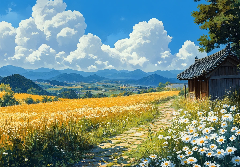 金色平原与蓝天