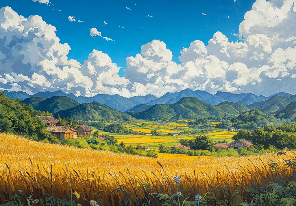 金色平原与蓝天