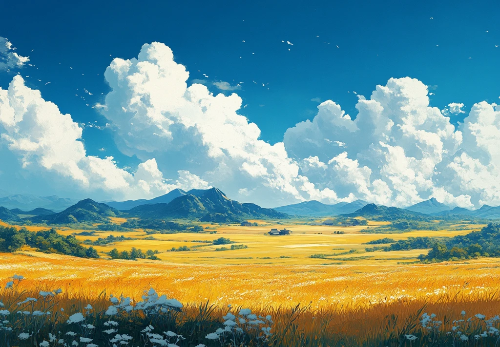 金色平原与蓝天