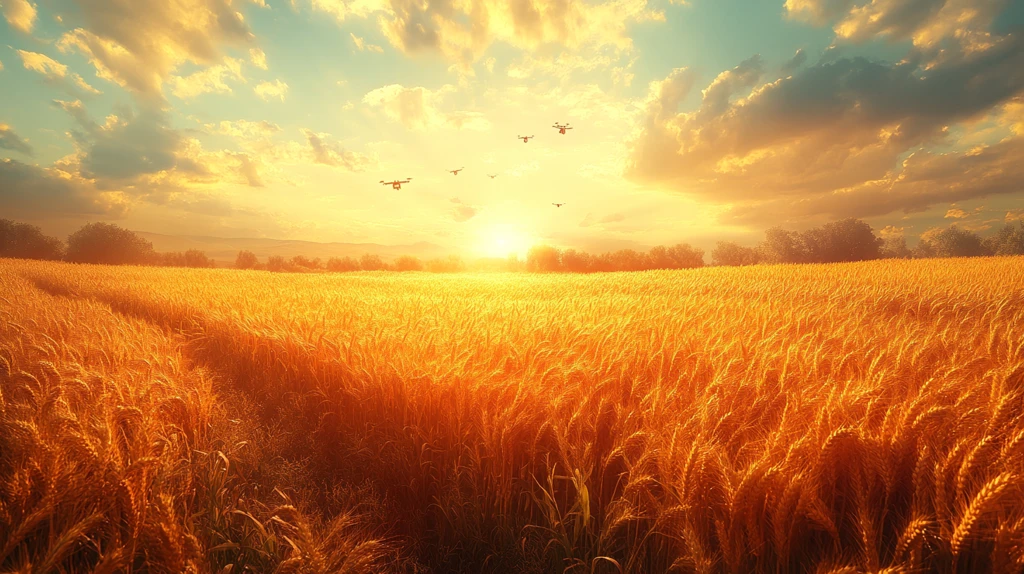 无人机飞越丰收田