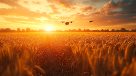 无人机飞越丰收田