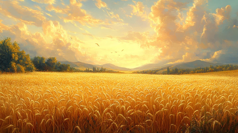 大麦田阳光插画