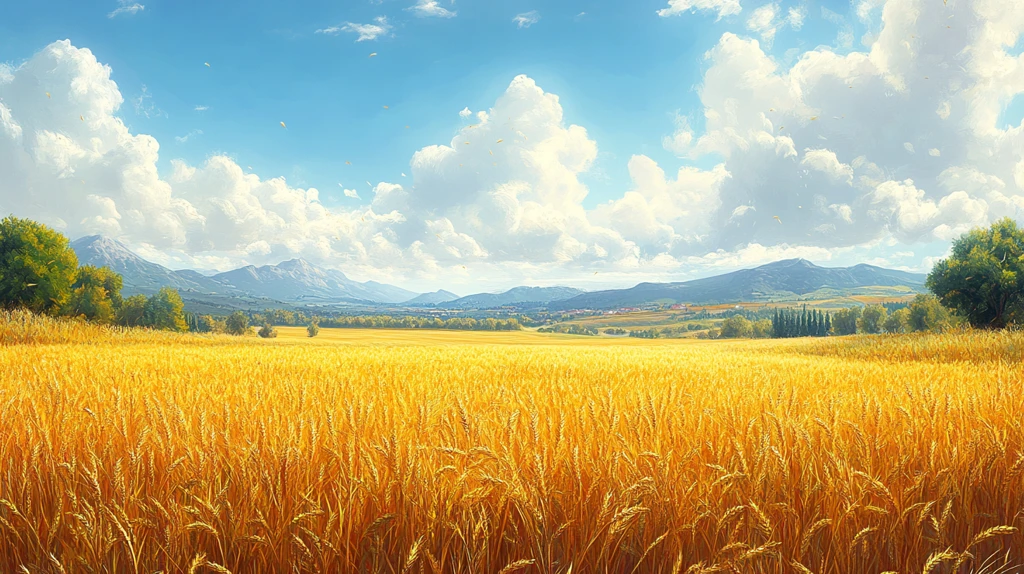 大麦田阳光插画