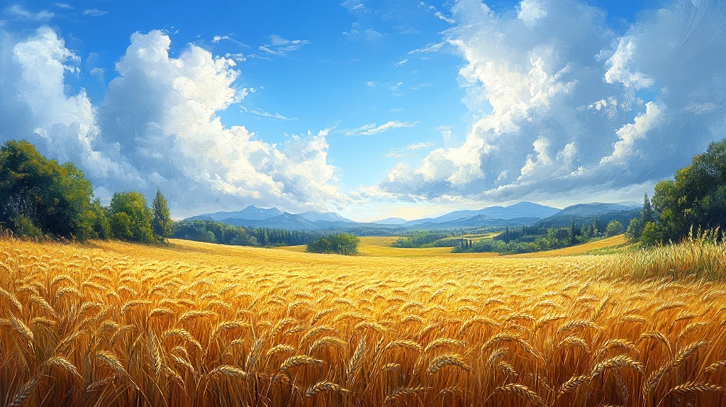 大麦田阳光插画