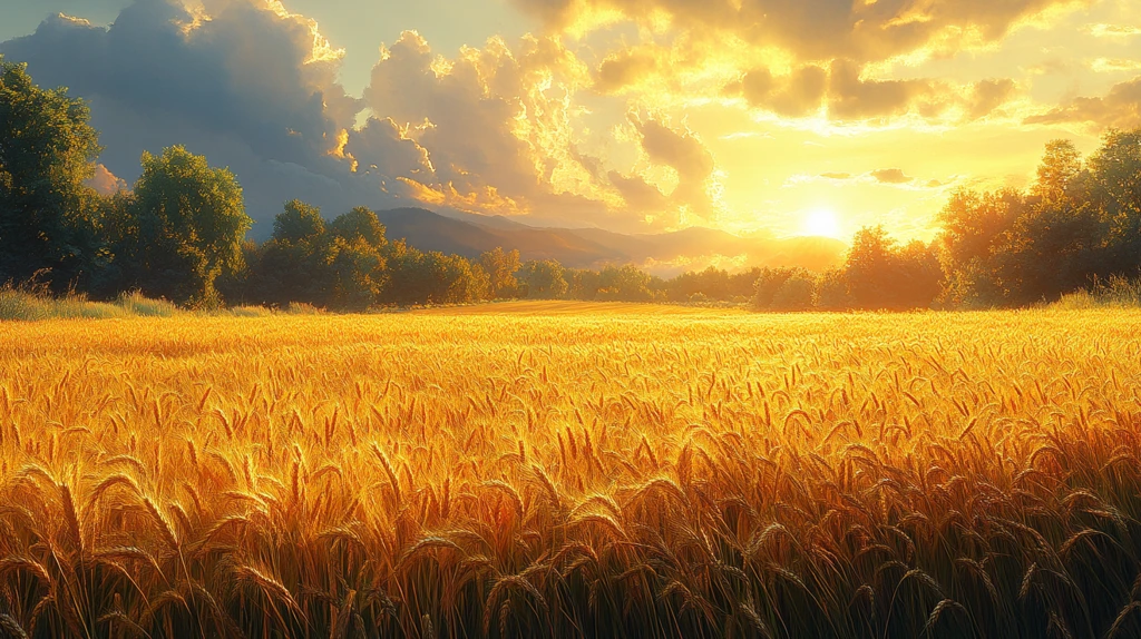 大麦田阳光插画