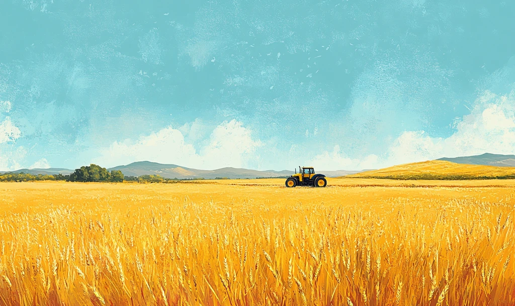 金色麦田中的拖拉机