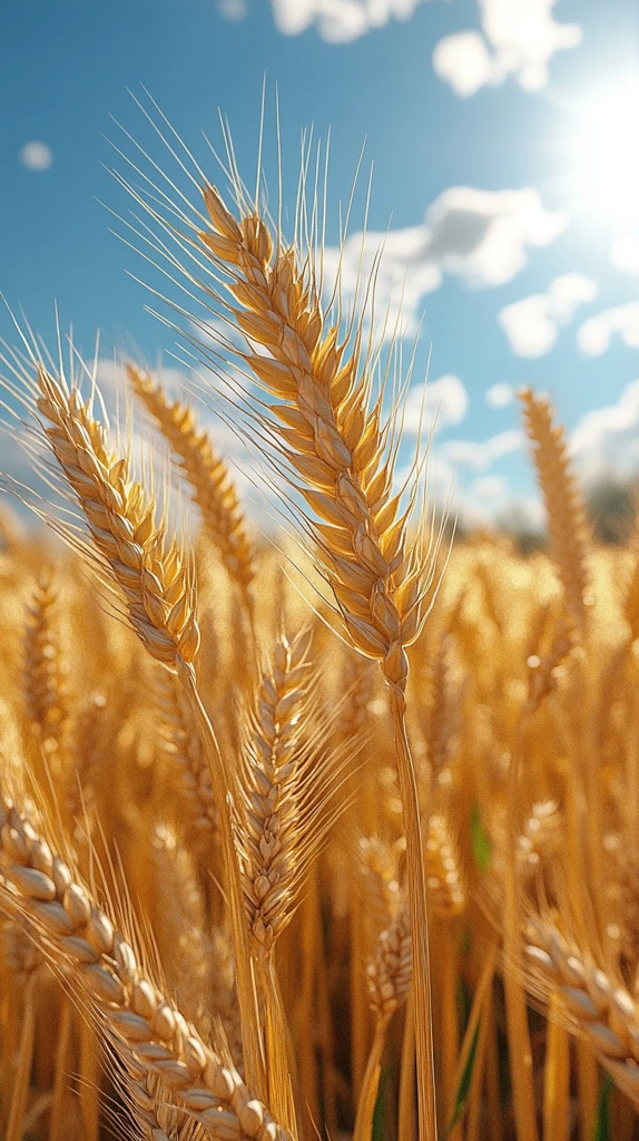 小麦生长蓝天白云