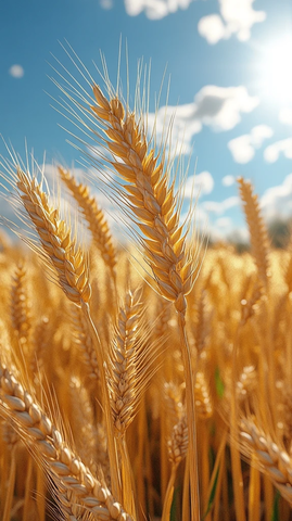 小麦生长蓝天白云