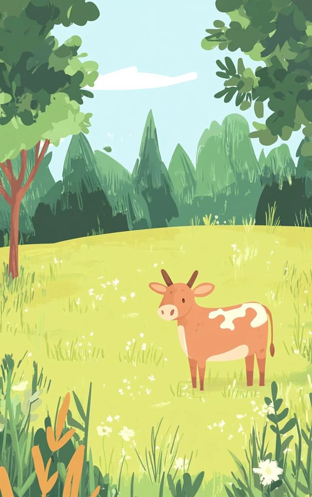 草地牧场插画