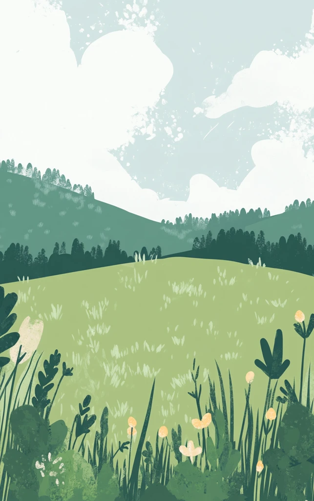 草地牧场插画