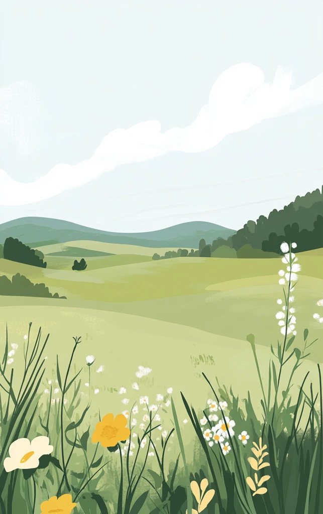草地牧场插画