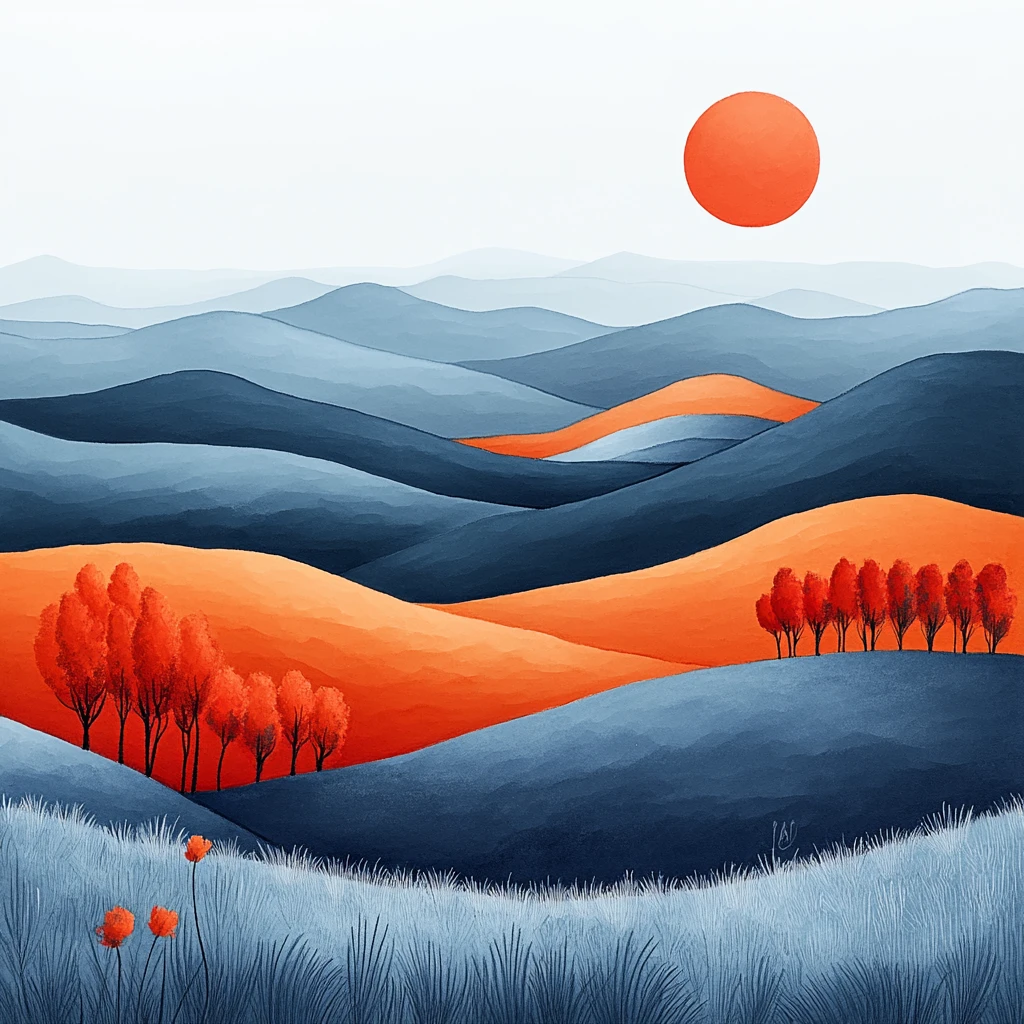 英式山丘线条图