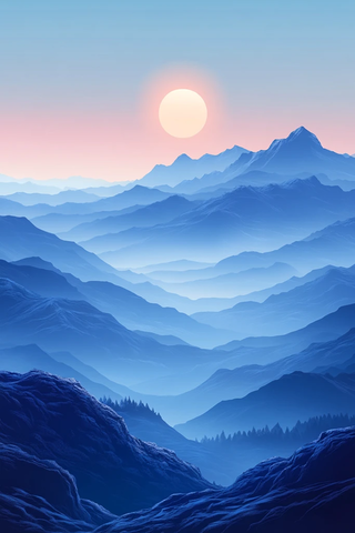 远山蓝天漫画风