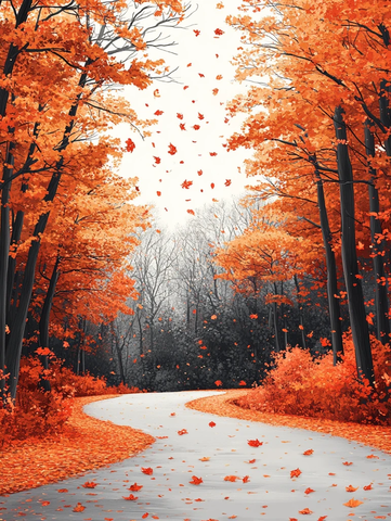 道路旁的落叶树