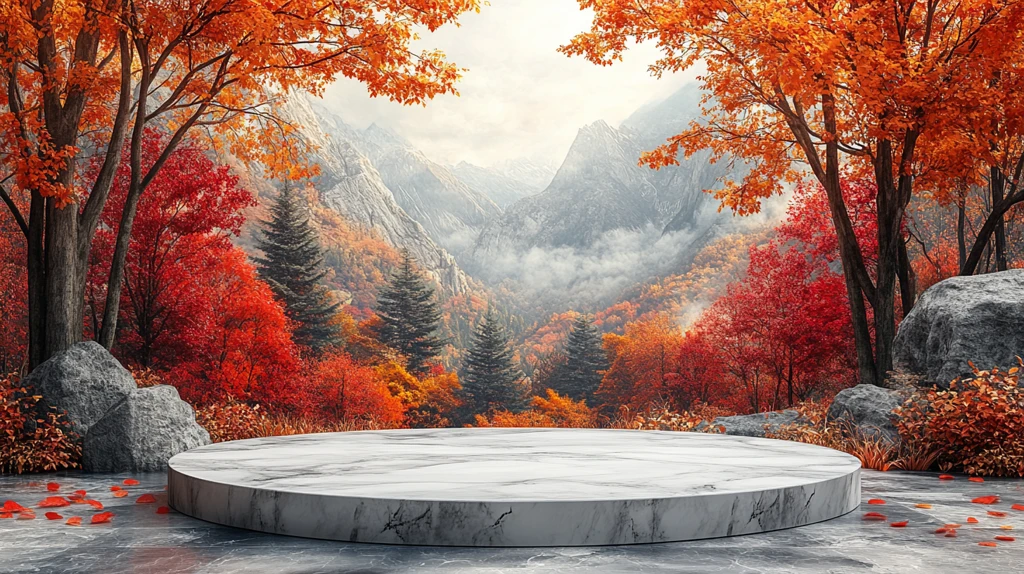 枫叶飘舞大理石台