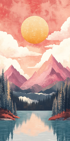 粉色金色山峦云景