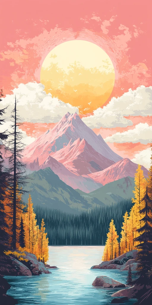 粉色金色山峦云景