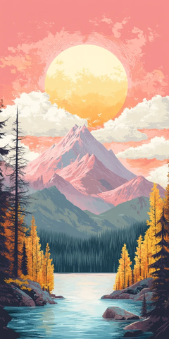 粉色金色山峦云景