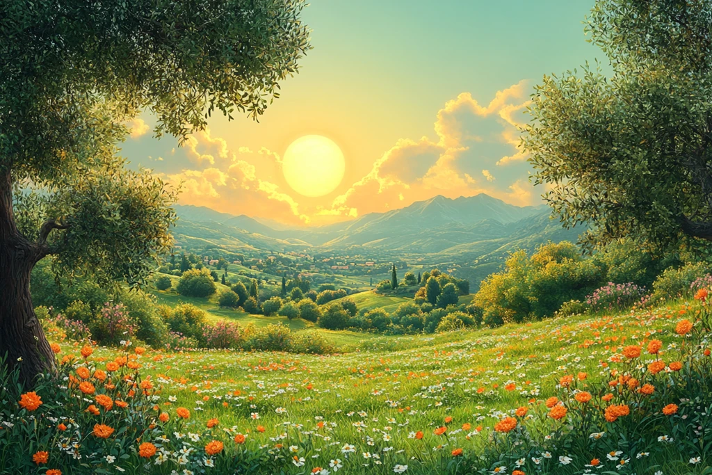 绿色草原橄榄枝