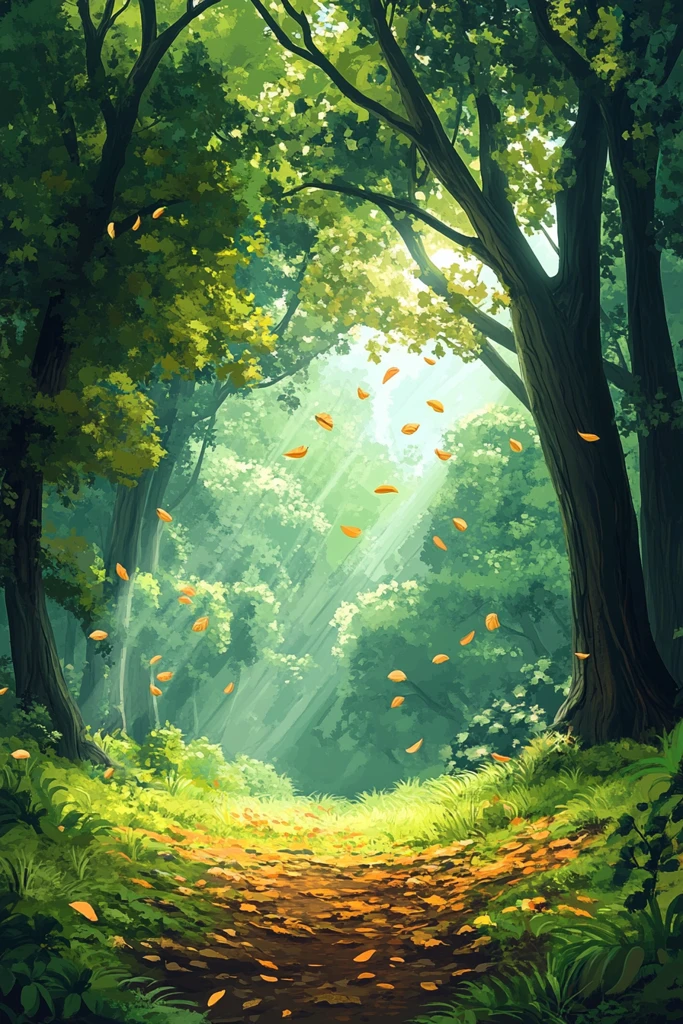 落叶飘飘的森林