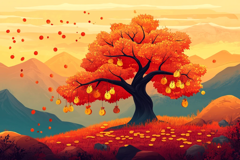 金色招财树新年