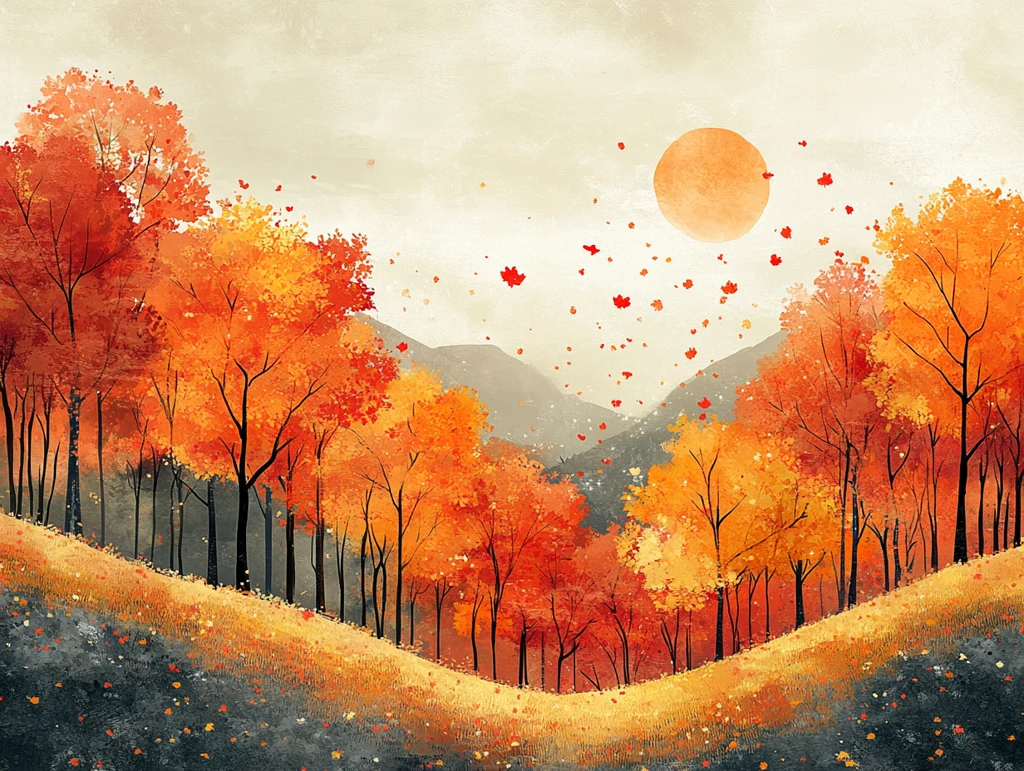 森林中的橙黄色彩