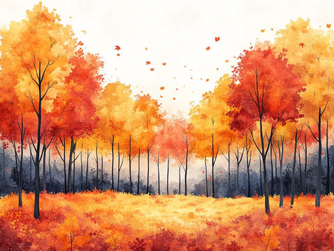 森林中的橙黄色彩